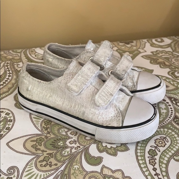 silver velcro sneakers
